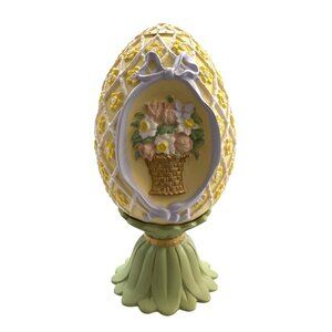 Seasons Treasures Egg Collection Floral Bouquet 1994 Decorative Yellow & Green